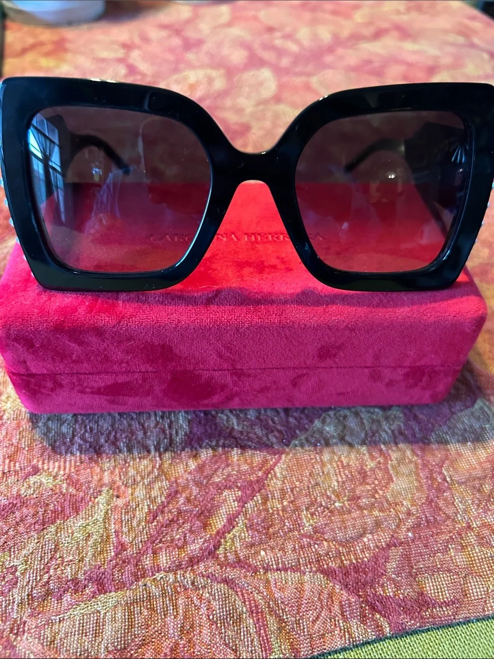 Carolina Herrera Black Square Oversized Sunglasses